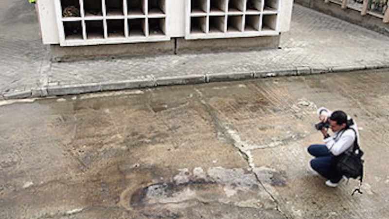 The coffin was pulled out. His body was removed and burned