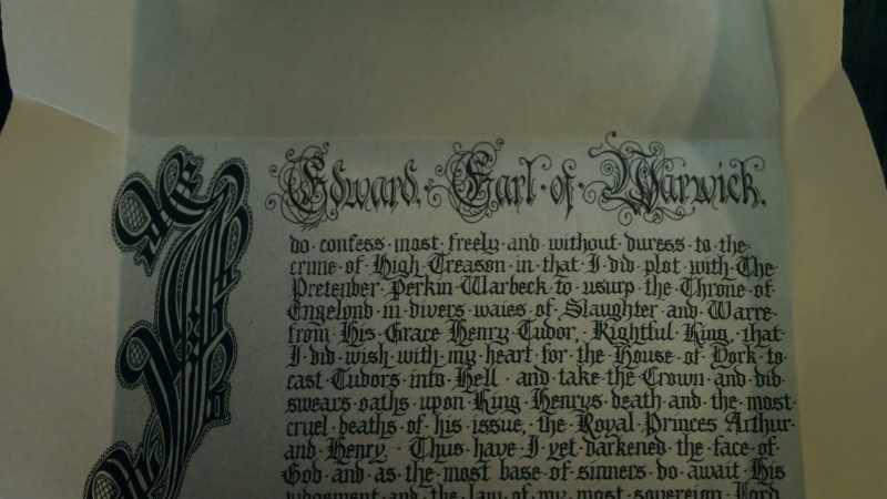 The Earl of Warwick's confession