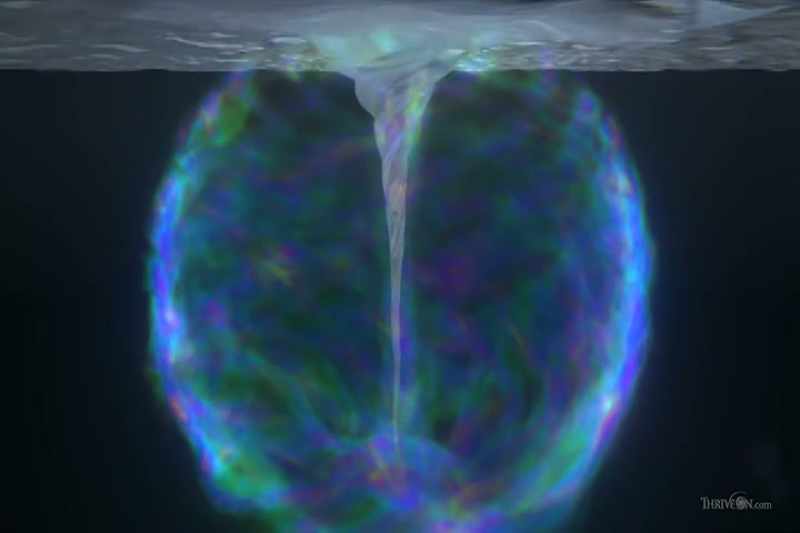 The energy flows in through one end