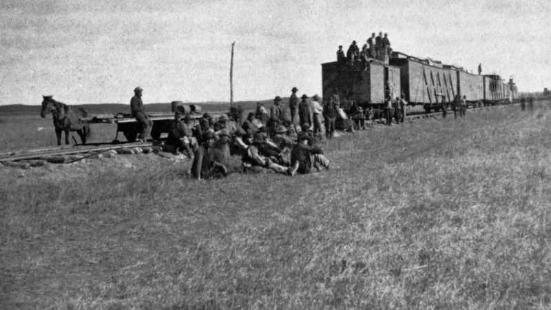 The first construction train to arrive was delayed