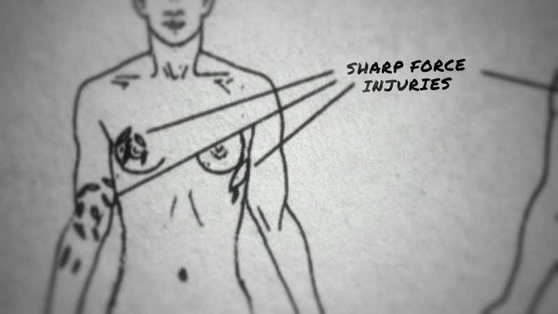 The first wound was to the upper part of her torso