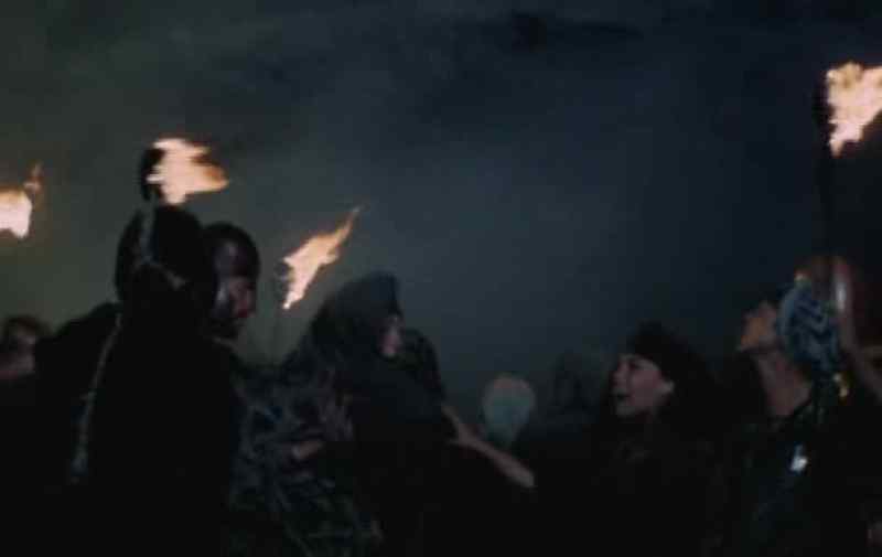 The flames light up the city. - The fire devours everything