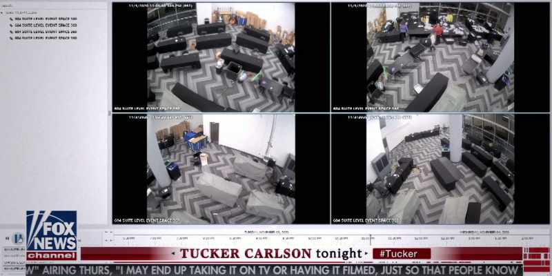 The footage appears to show poll workers