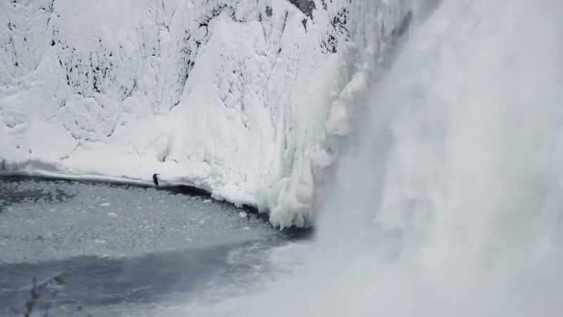 The force of falling water creates a deep plunge basin