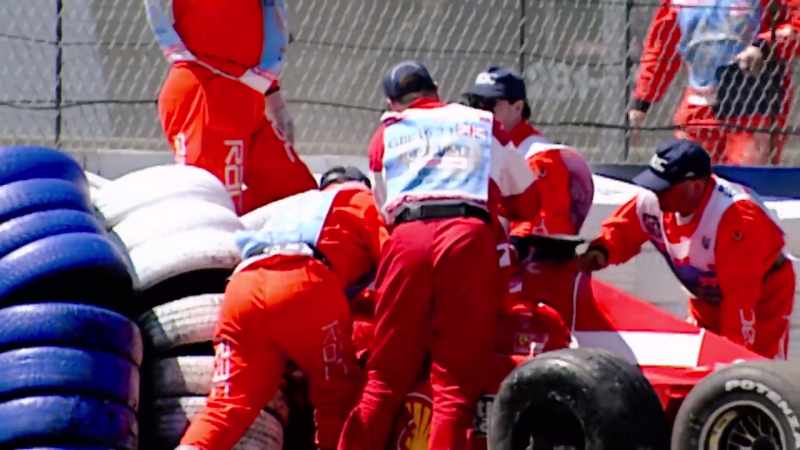 The front wheel had smashed the cockpit