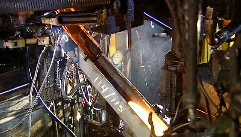 THE GOBS SLIDE DOWN A WATER-COOLED CHUTE