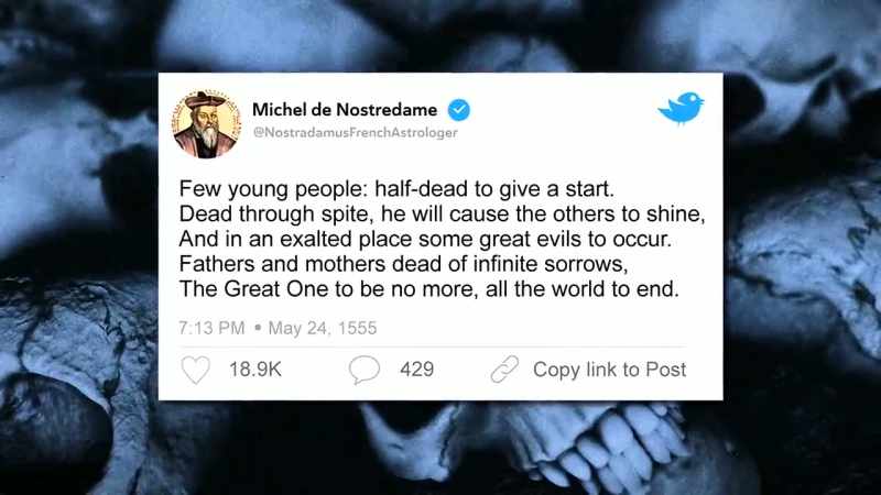 The Great One to be no more, all the world to end.