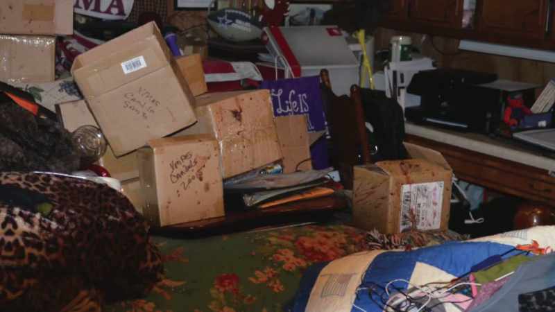 The home was just stuffed with boxes and dresses