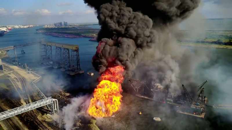 The huge explosion rocked the port