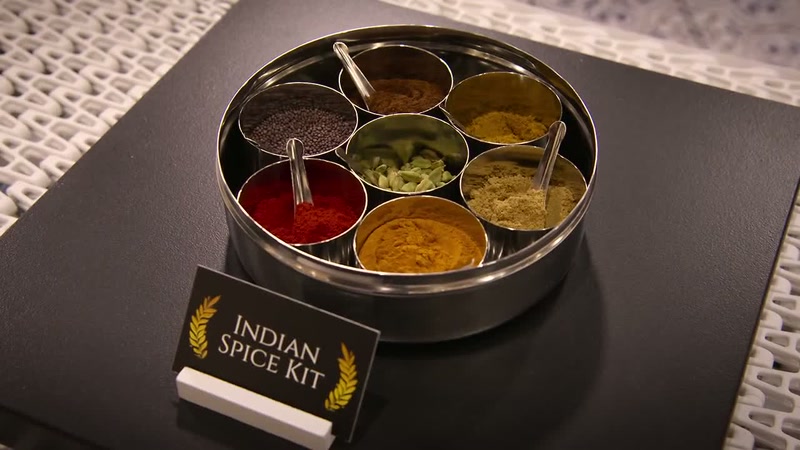 The Indian spice kit has coriander