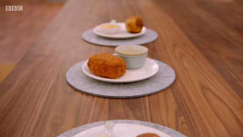The judges will now taste the finalists' Scotch eggs