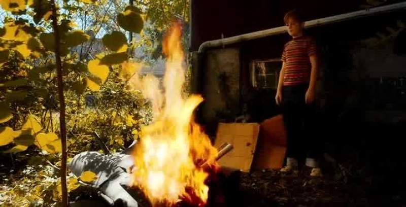 The kid makes fires