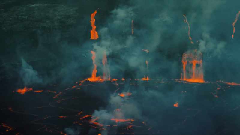 The lava's intensely hot, roughly 2,000 degrees