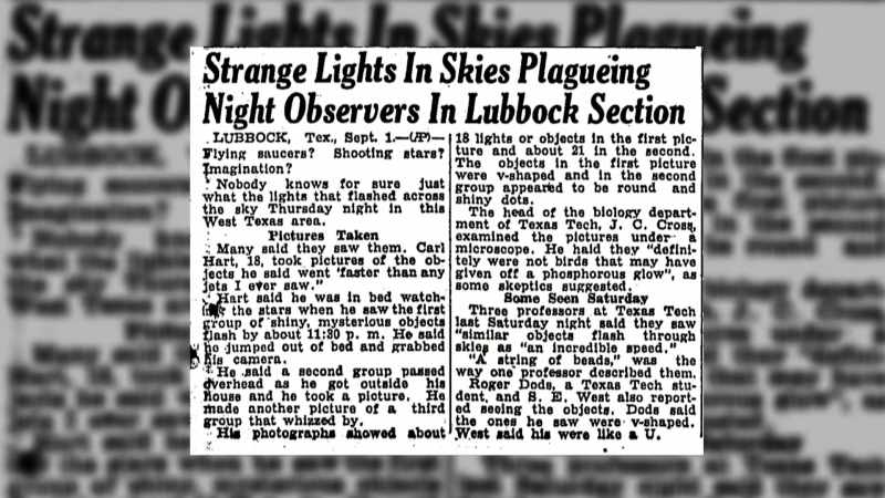 The Lubbock Lights incident received national publicity