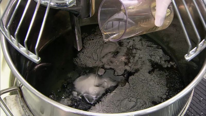 The mixer blends them thoroughly for about an hour