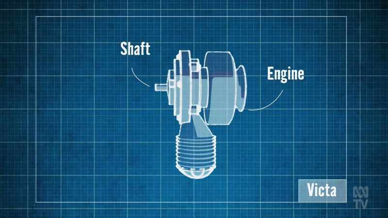 The old mower engine was designed with a horizontal crankshaft