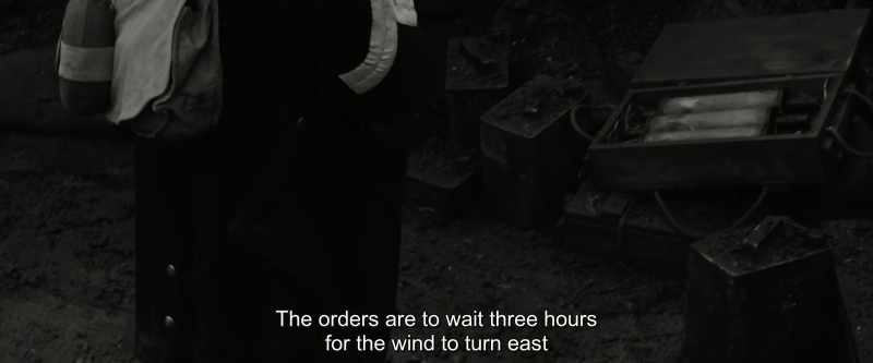 The orders are to wait three hours for the wind to turn east