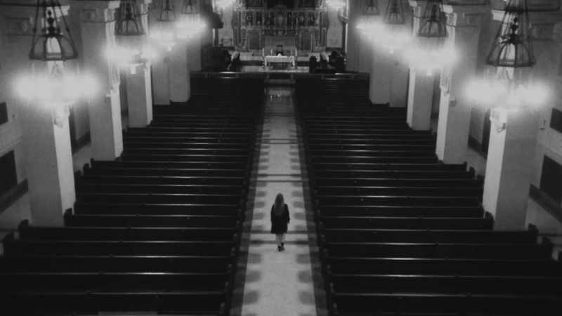 The part that comes into the confessional and says