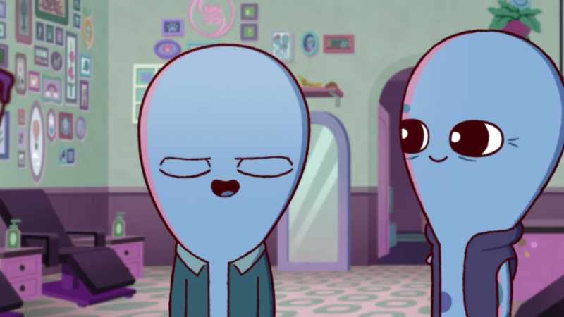 The pink vibrating creature represents