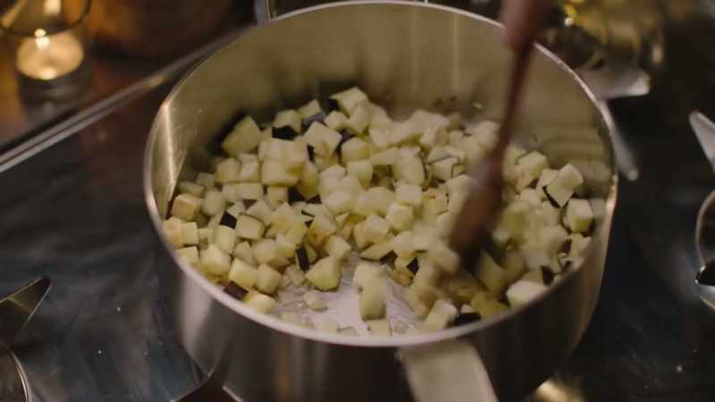 The reason I cut the aubergine into such small dice
