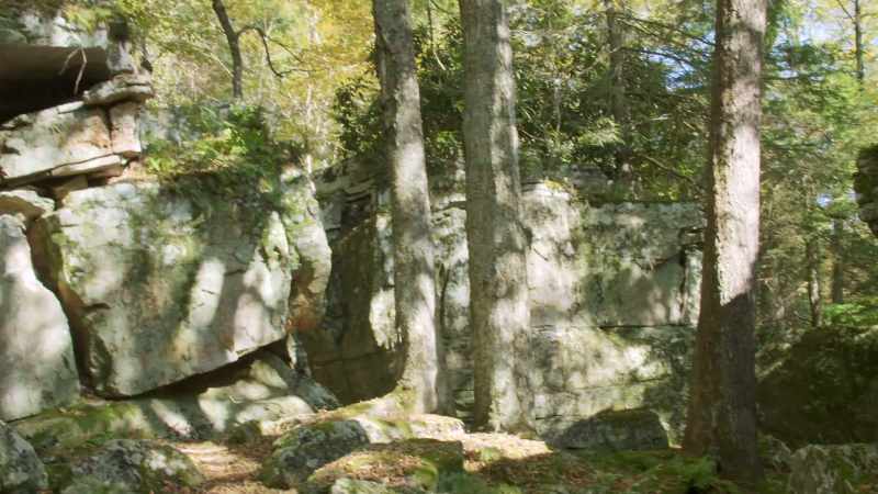 The rocks almost look like something made them collapse