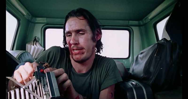 The scene in the van