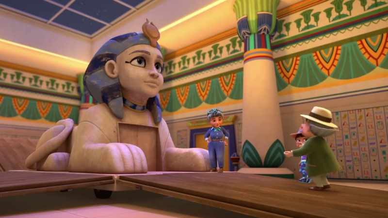 The Sphinx guards the treasure inside her vault, Mr. Peabody