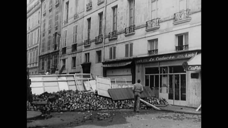The students on one side of the barricade