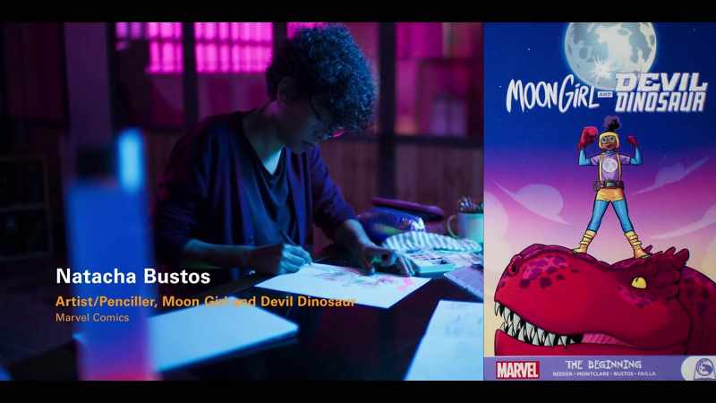 The style in which she draws Moon Girl and Devil Dinosaur