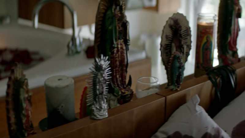 The syringe on the bedside table
