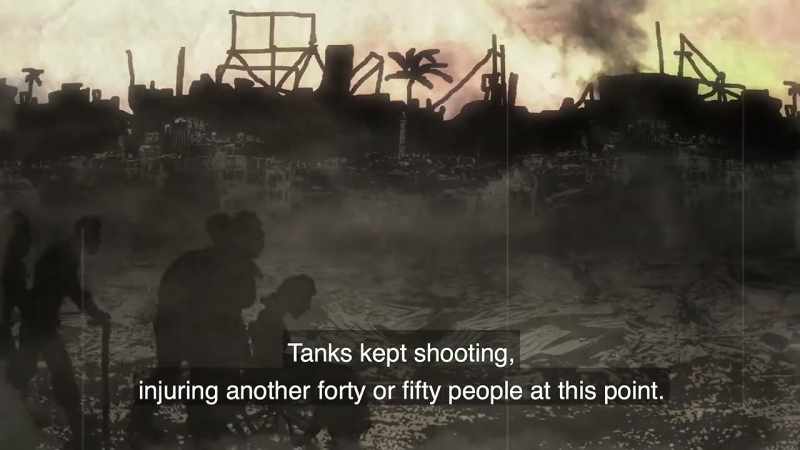 The tank fired several times, more than 40 people were killed