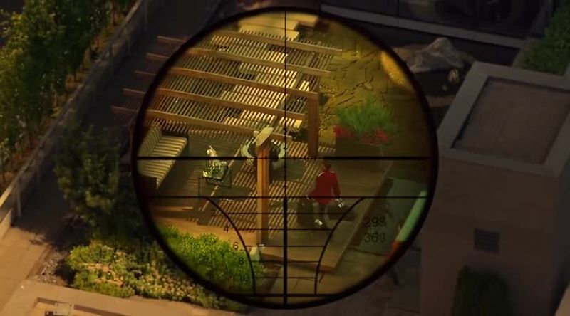 The target will walk 10 paces through the roof garden