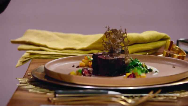 The third dish has all this beautiful plating