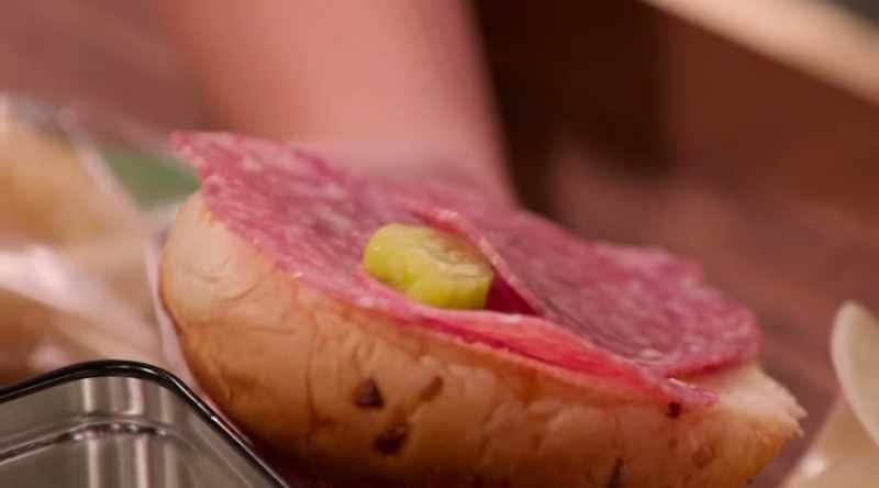 The toppings are the peppercorn salami