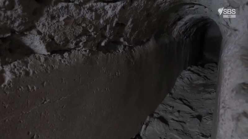 The tunnel through which the aqueduct runs was solidified