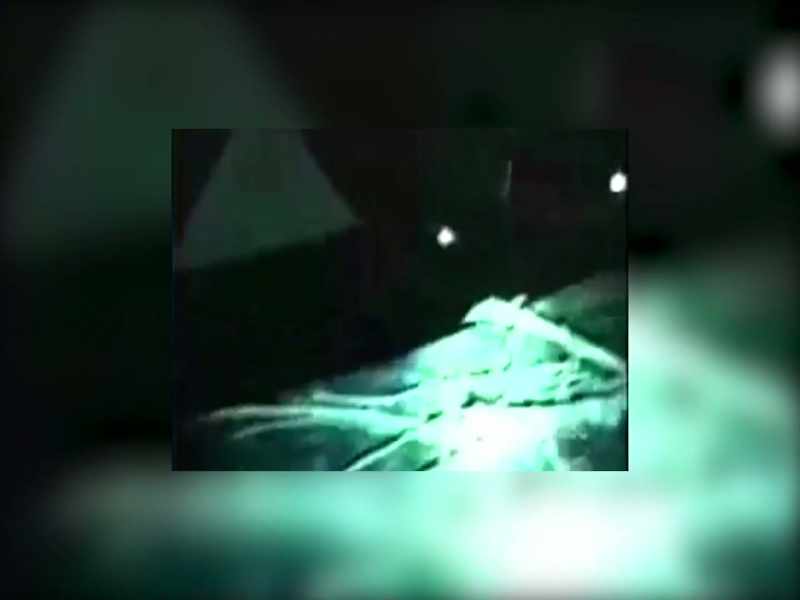 The videotape provides a grainy glimpse