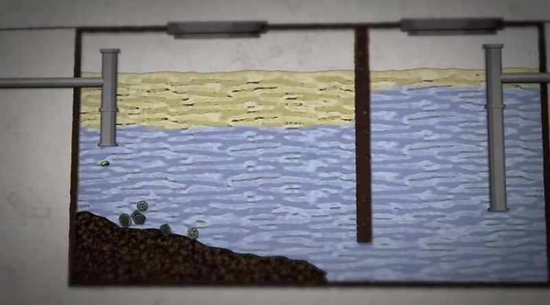 The waste water from sinks and dishwashers enter here