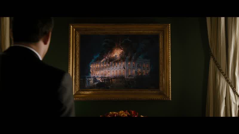 Oil painting by Tom Freeman to commemorate the burningof the White House by the British in 1814Wait the White House burned down Yeah yeah in the War of 1812Practically had to be rebuilt from the
