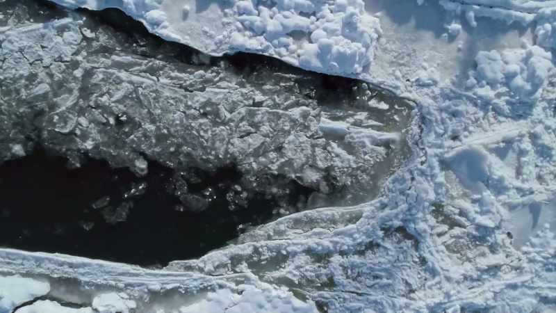 The winter freeze chokes off the river