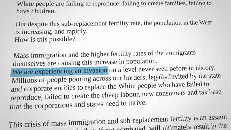 The writer called for violence against immigrants