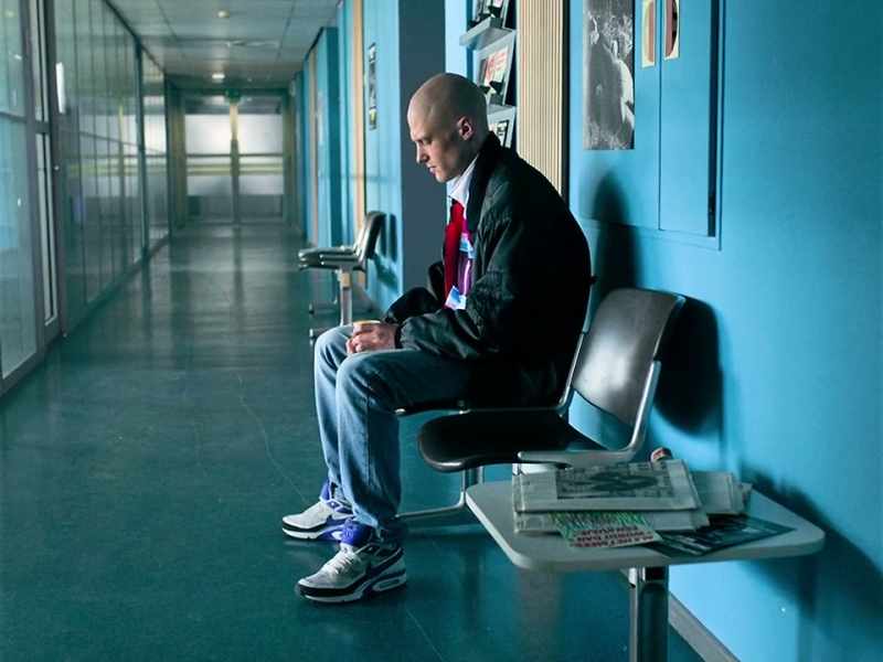 Then you can come in or wait here. -He stays here