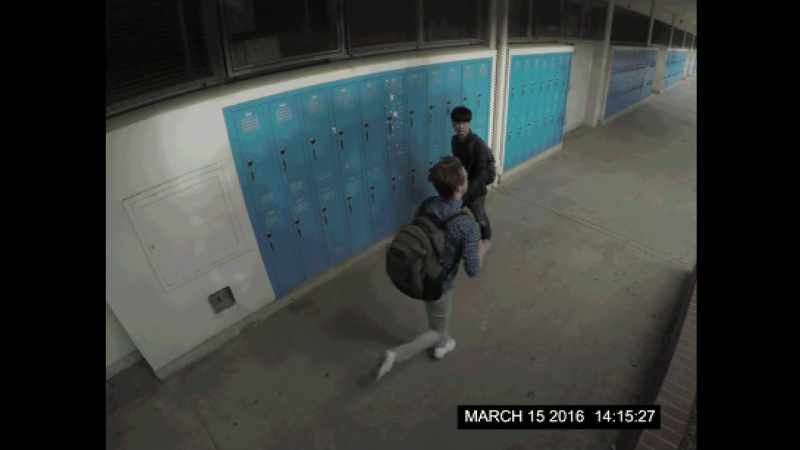 Then here at 2:15, running to alert the teachers