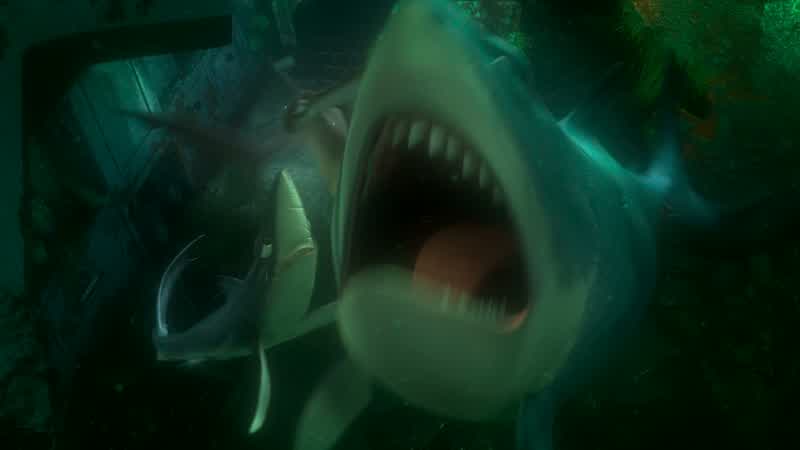 I can't read humanWe got to find a fish that can read thisHey look sharks No no no Dory