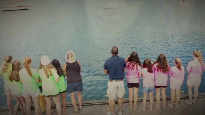 There was a swim meet, four girls on each side