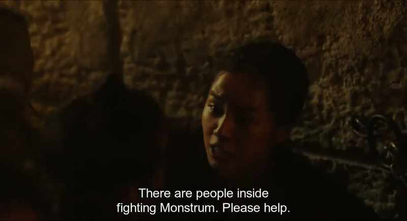 There are people inside fighting monstrum. Please help