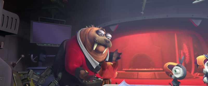 There is this crazy walrus with robotic legs and a British accent