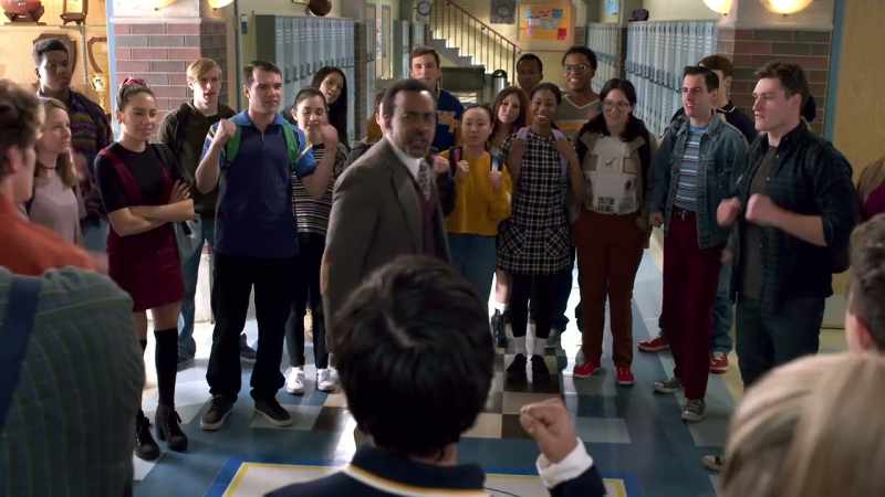 There is no fighting at this school. (CHANTING STOPS)