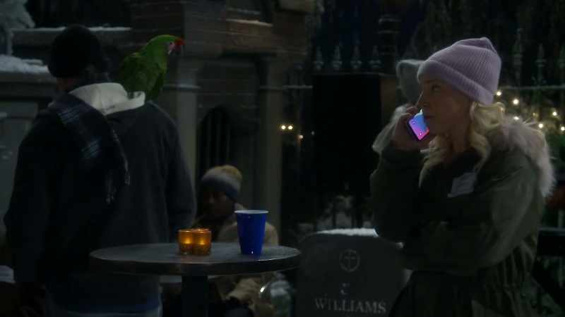 There's a guy with a parrot