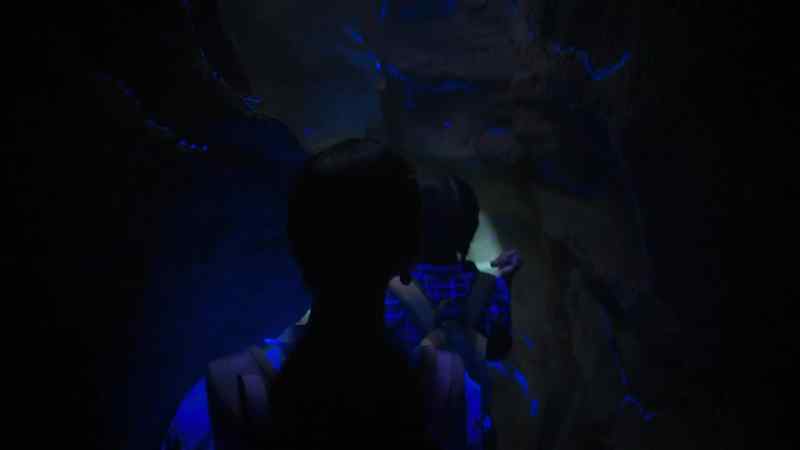 There's an unexplained phosphorescence on the cave walls