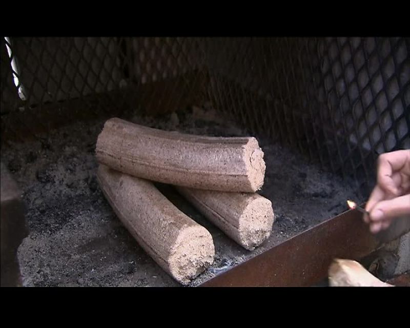 THESE ARTIFICIAL LOGS ARE MADE ENTIRELY OF COMPRESSED SAWDUST